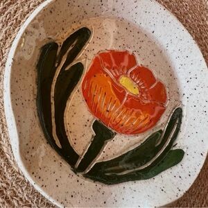 5X5 Handcrafted Floral Ceramic Plate